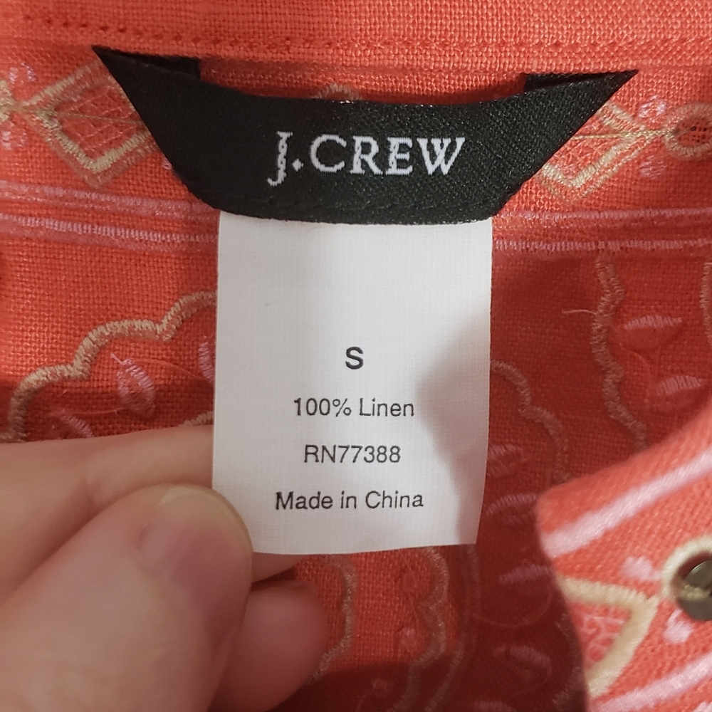 J Crew Embroidered Tunic Blouse Small - Picture 2 of 3